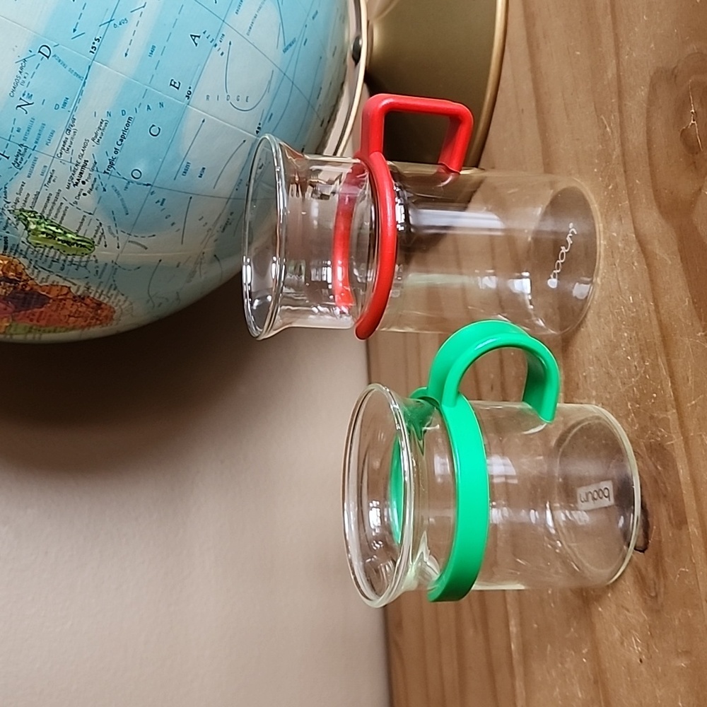 Vintage BODUM glass set of 2 red and green